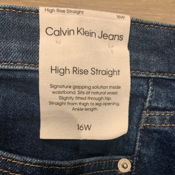 PR: Distressed Calvin Klein High Rise Straight Jeans With Raw Hem Dark - Picture 11 of 14